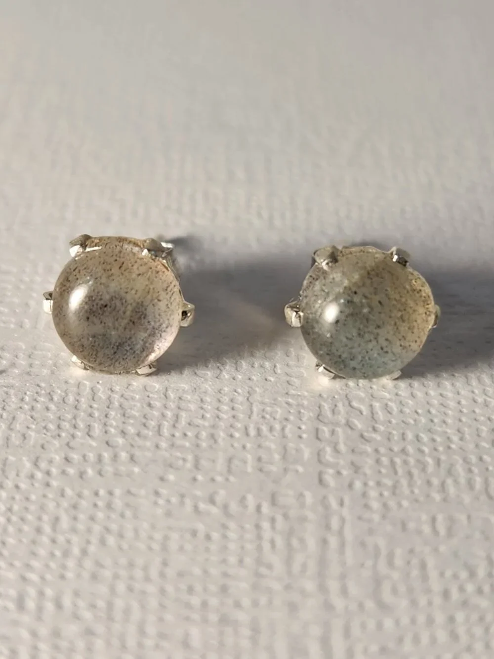Natural Malagasy Labradorite 9mm Round Stud Earrings 925 Sterling Silver